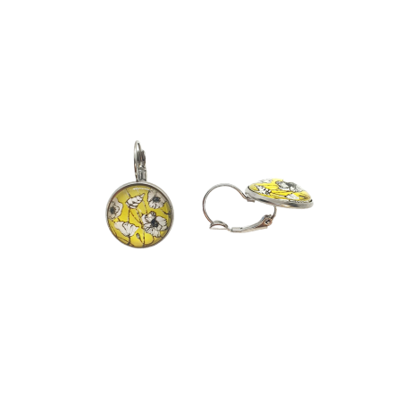 earrings steel silver flowers